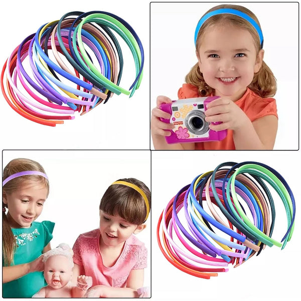 68pcs Girls Womens Plain Satin Alice Band Headband 10mm Ribbon Hoop Hair Band AU