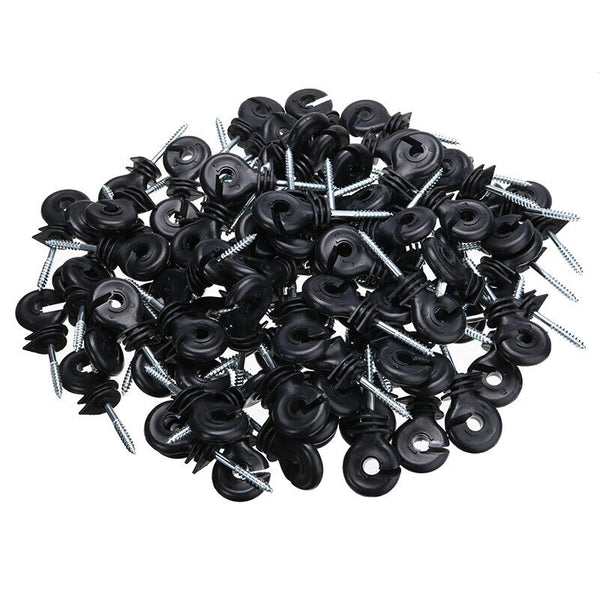 200PCS Electric Fence Insulator Screw-in Ring Fence Post Poly Wire Tape Rope Set