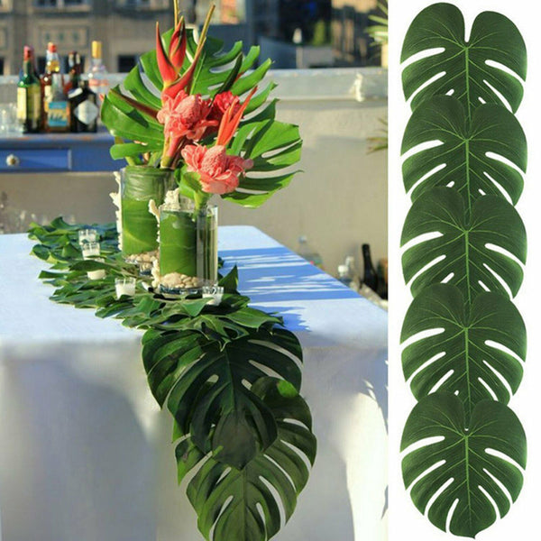 36Pcs Hawaiian Artificial Tropical Palm Leaves Monstera Leaves Rooms Party Decor