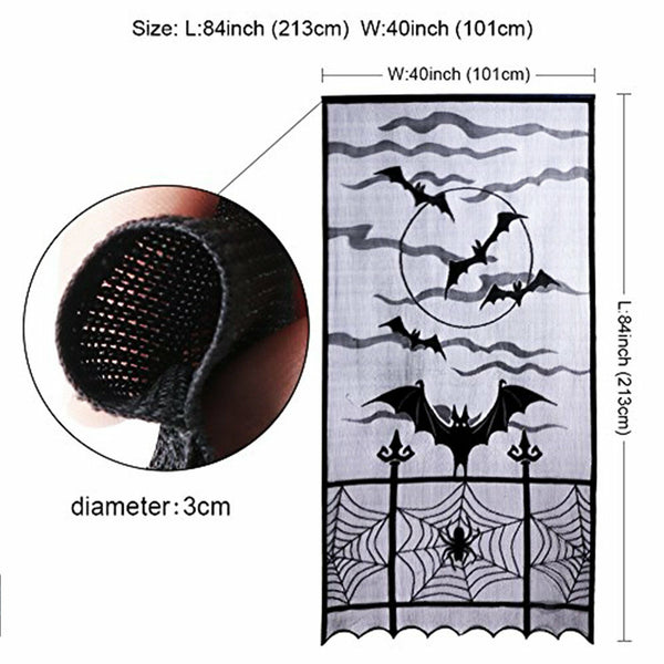 Halloween Lace Spider Curtain Table Cloth Cobweb Window Door Covers Party Decors