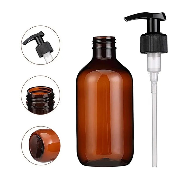 4PCS 300ML Pump Dispenser Bottles with Waterproof Labels Lotion Soap Bottles