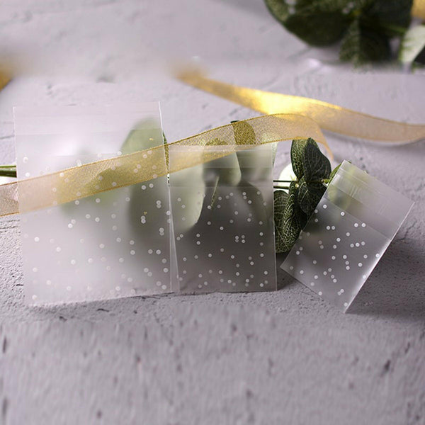 100PCS Clear Dots Self Adhesive Cookie Gift DIY Bag Plastic Candy Wrapping Bags