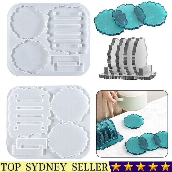 2sets Silicone Coaster Mat Storage Holder Resin Epoxy Mold Casting Pad Mould
