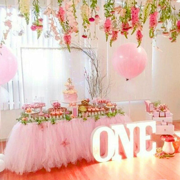 Pink Tulle TUTU Table Skirt Cover Birthday Wedding Festive Party Table Cloth Dec