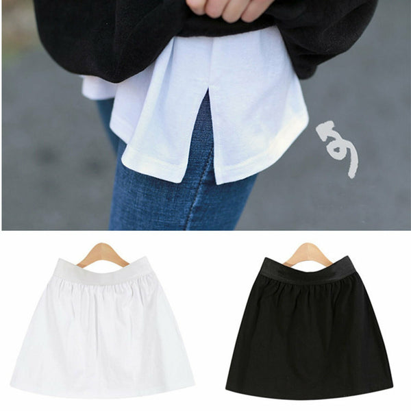 Women Fake Layered Shirt Extender Sweep Hem Mini Skirt Waist Layering Top