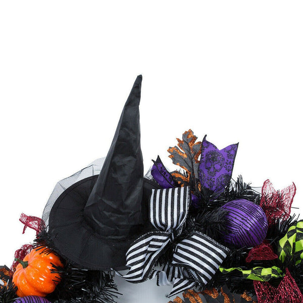 Halloween Party Decor Door Wreath Garland Outdoor Yard Decor Props Pumpkin Witch