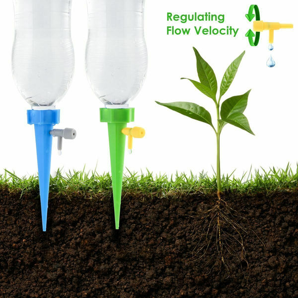 24/48x Drip Irrigation System Drippers Self Watering Spikes Plant Flower Garden