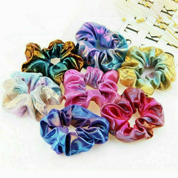 UP TO 16X Shiny Metallic Elastic Hair Ties Women Hair Scrunchies Ponytail Holder