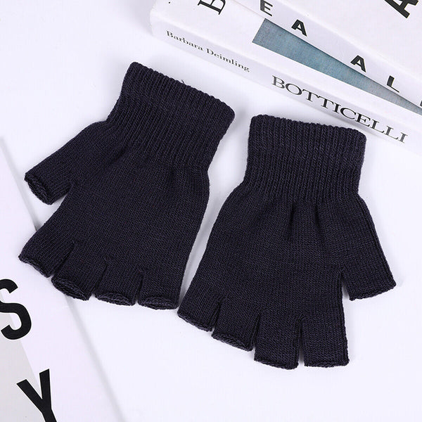 Winter warm fingerless knit gloves for mobile phone touchscreen use elastic AU