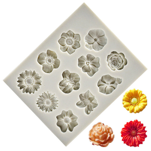 3D Flower Silicone Fondant Mould Cake Border Decor Baking Mold Sugarcraft DIY AU