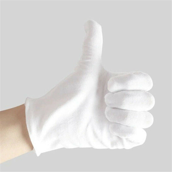 6Pairs White Cotton Gloves Costume Jewellery Hands Protector Handling Work