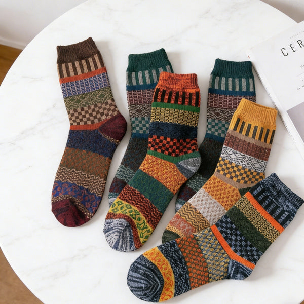 15Pairs Winter Thermal Nordic Socks – Warm Wool Blend Crew Socks