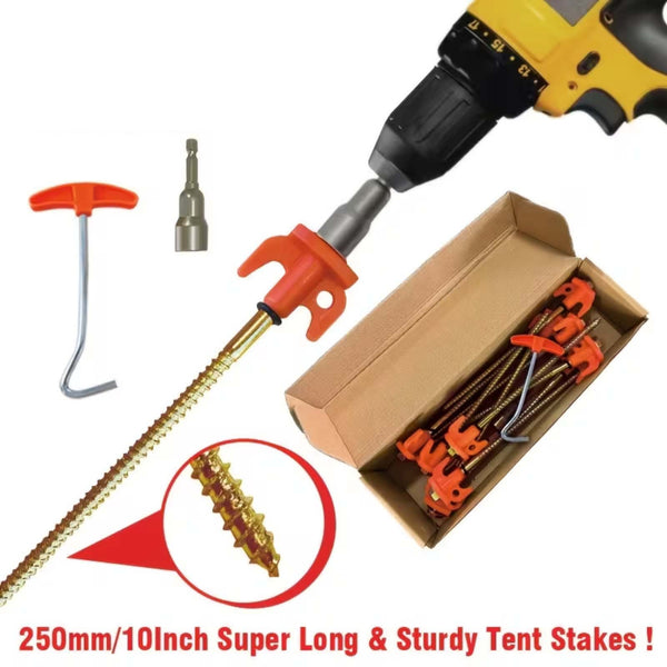 8Pcs Tent Pegs Heavy Duty Screw Steel In Ground Camping Outdoor Stakes Nails