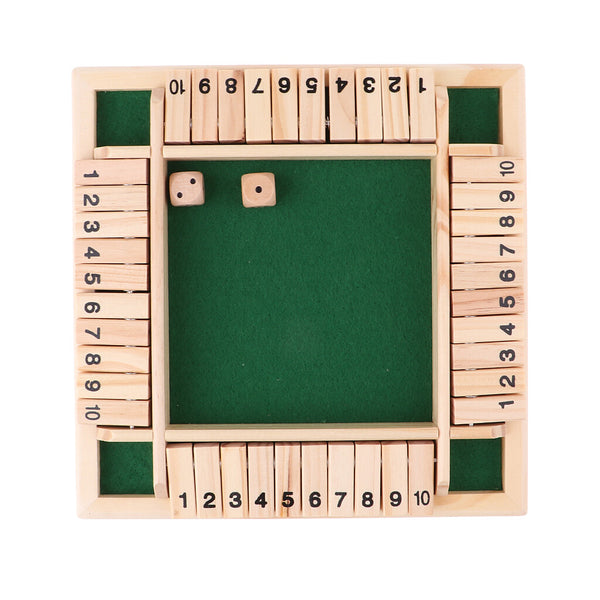2PCS Shut The Box Wooden Board Game Dice Family Tabletop Number Game Set