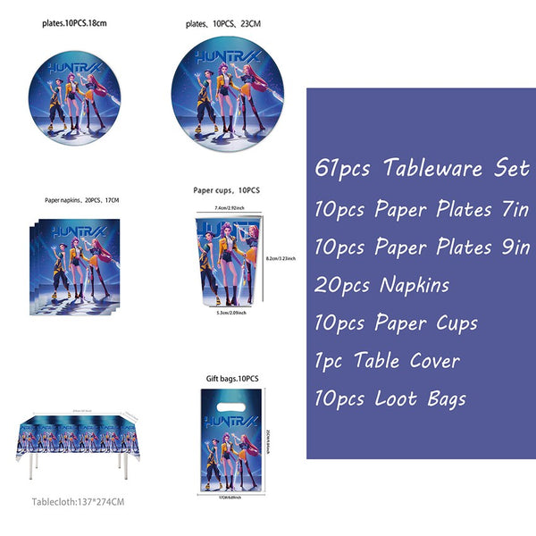 Cups Cake Toppers Balloons Party Supplies Demon Hunters Birthday Tableware