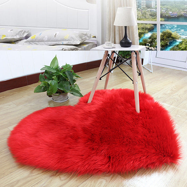 Lovely Bedroom Area Anti-Skid Carpet Rugs Fluffy Heart Floor Mat Rug Shaggy