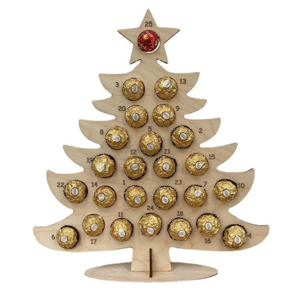 Party Christmas Tree Chocolate Holder Christmas Advent Calendar Wooden Frame