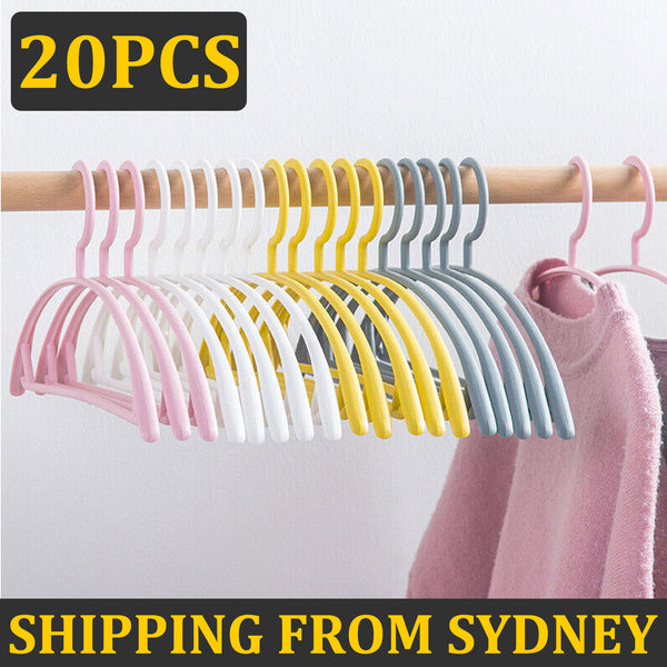 20PCS Clothes Pants Hanger Coat Non-slip Closet Organizer Storage Plastic AU
