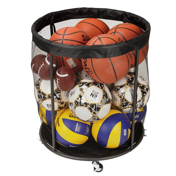 Garage Ball Storage Sports Equipment Organizer Basketball Soccer Mesh Ball Cart