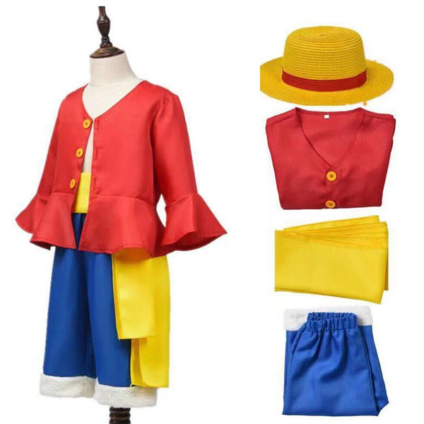 Luffy Costume Kids Boys – One Piece Monkey D Luffy Cosplay Set with Hat & Cape