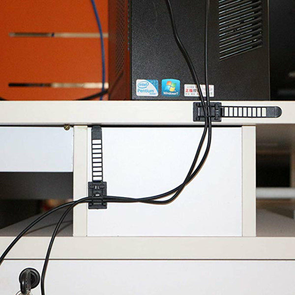 20X Adjustable Cable Clips Straps Adhesive Cord Management Wire Organizer Black