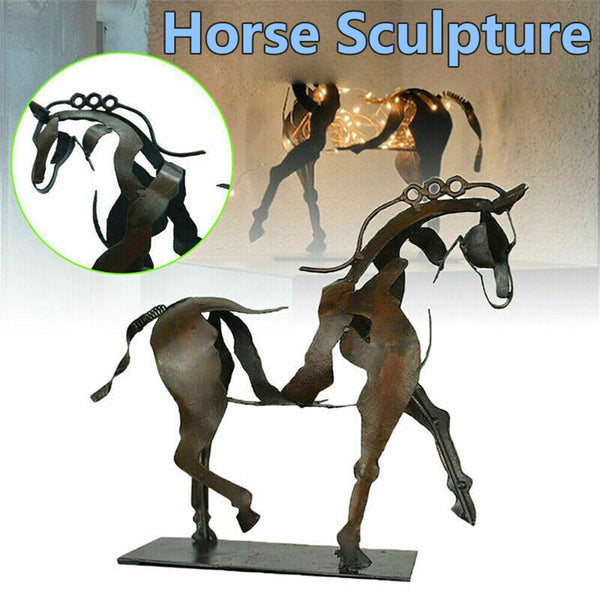 3D Metal Standing Horse Sculpture LED Lighting Statue Home Decor Ornament Gifts