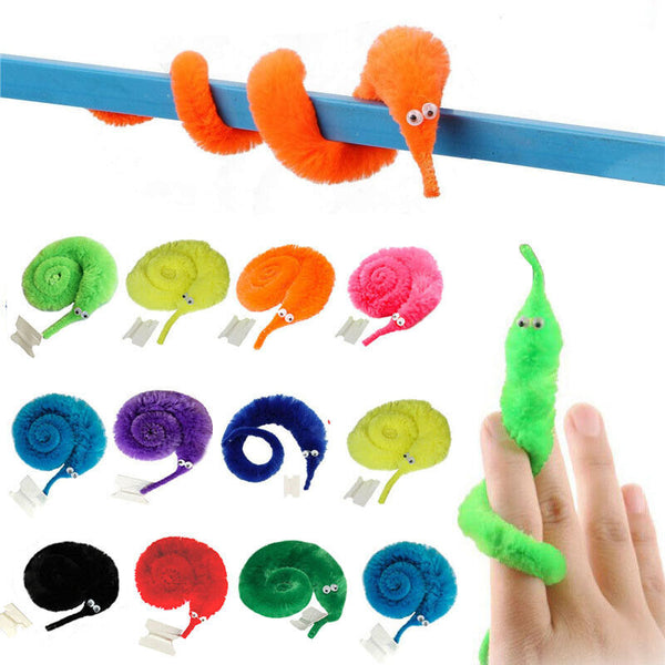 UP 100PCS Magic Trick Twist Wiggly Worm Furry Teaser Funny Party Toy Xmas Gift