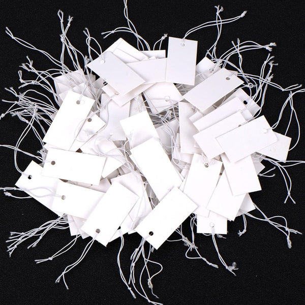 White Paper Jewelry Clothes Label Price Tags With Elastic String 5x3cm