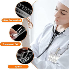 20x Plastic Clear ID Card Holder Badge Lanyard Work Business Pouch Security Clip