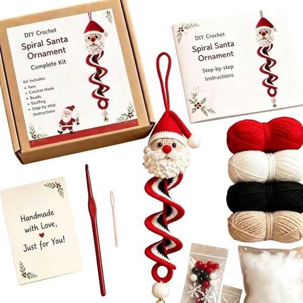 Crochet Christmas Tree Spiral Ornament DIY Kit Christmas Tree Crochet Craft Kit