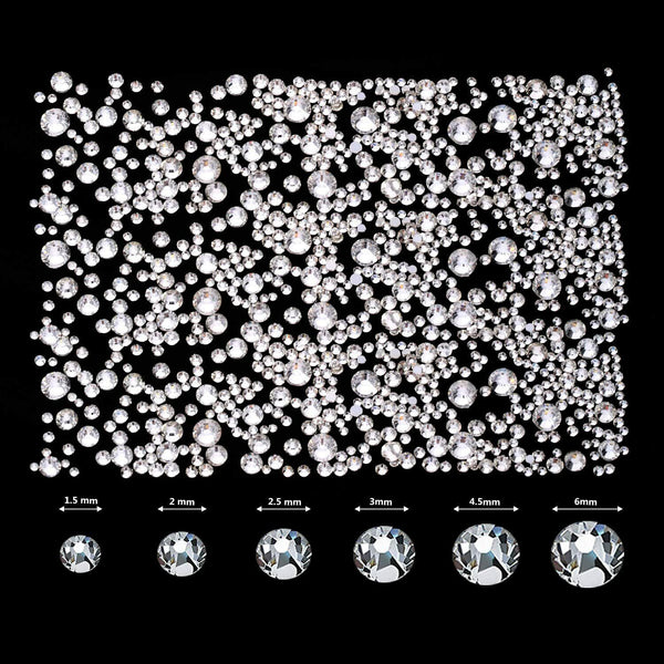 Flat Back Box Crystal Nail Art Decor AB Nails Rhinestones Diamond Beads 12 Grids