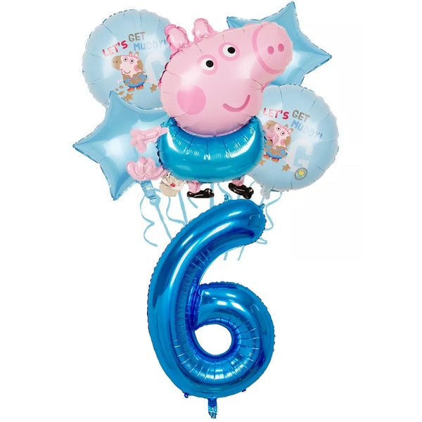 George Balloons Set With Numbers Party Supplies Peppa Pig Birthday Decoration