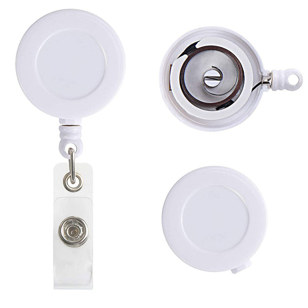 5PCS Retractable Card Reel Badge Holder White ID Tag Pull Clip Key Tag Security