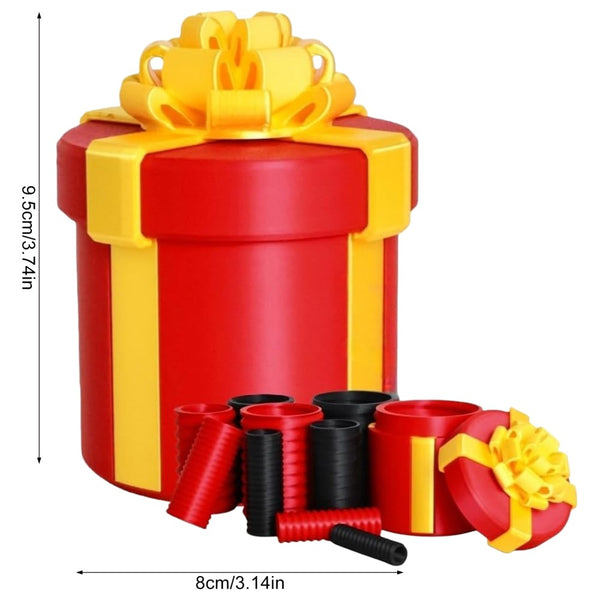 Red round nested gift box size 9.5 cm tall and 8 cm wide