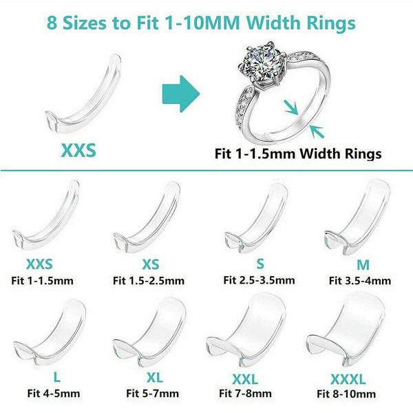 Invisible Clear Ring Size Adjuster Resizer Loose Rings Guard Reducer 8Pcs/Set AU