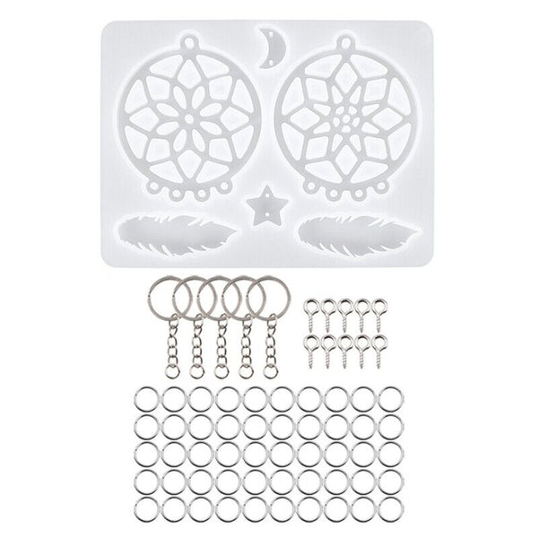 Silicone Dream Catcher Resin Epoxy Mold Feather Keychain Mould DIY Craft 132PCS