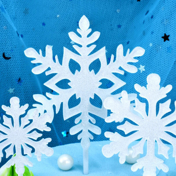 4pcs Snowflake Cake Toppers Acrylic Christmas Party Cupcake Decorations AU stock