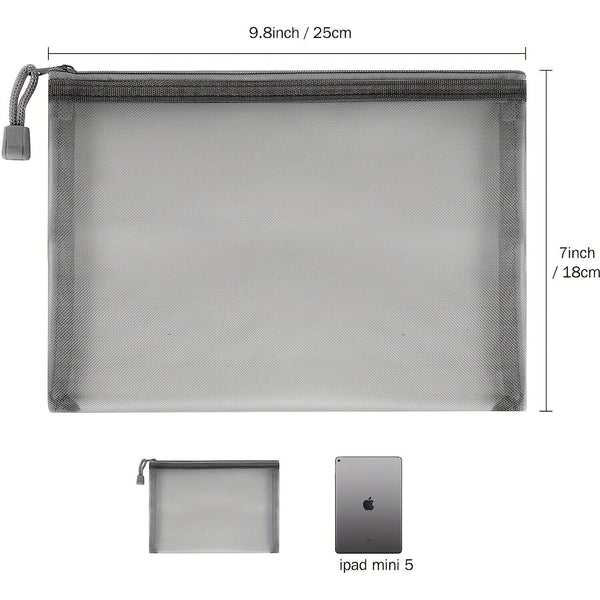 12pcs Nylon Mesh Multifunctional Cosmetic Bag A5 Pencil Case Travel Office Suppl