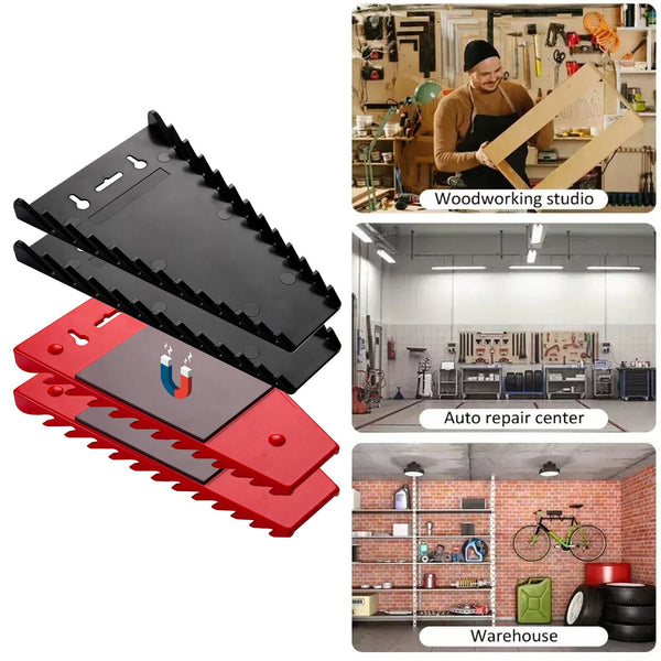 2X Wrench Organizer Magnetic Storage Rack Plastic Spanner Tools Holders 12 Slots