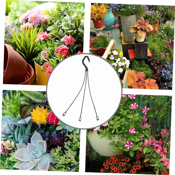 100pcs Hanging Basket Pot Hooks 36cm | 3-Prong Plant Hangers for Flower Pots