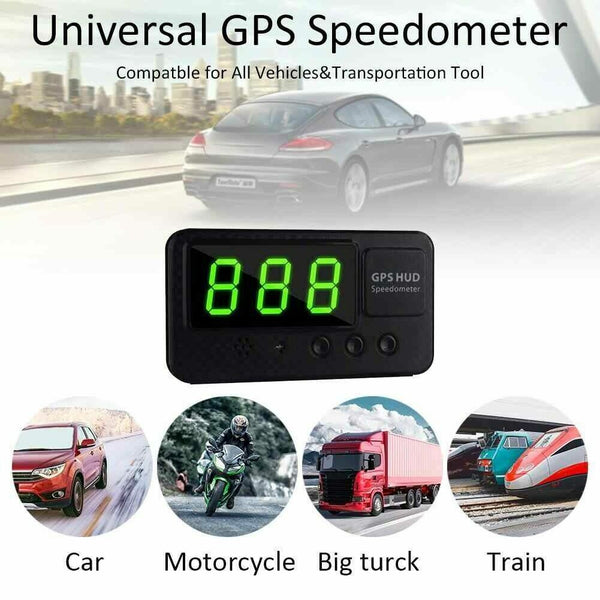 Universal HUD Head GPS Speedometer Digital Display Car Speed Warning Alarm Plug