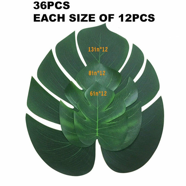 12/24/36x Beach Luau Artificial Tropical Leaf Hawaiian Party Jungle Palm Leaves