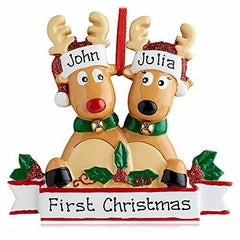 Personalised Christmas Ornaments – Reindeer Family Ornament for 2 to 8 Names