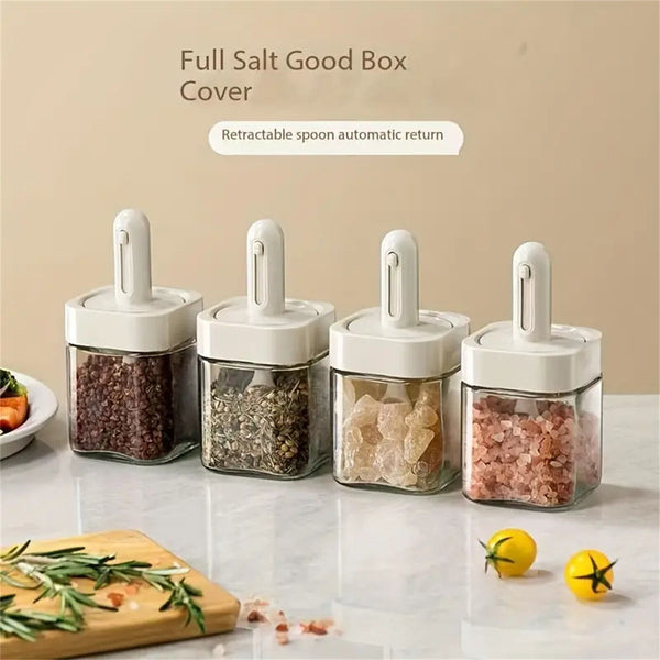 2pcs Square Seasoning Pot, Kitchen Spice Jar, Seasoning Containers for Salt