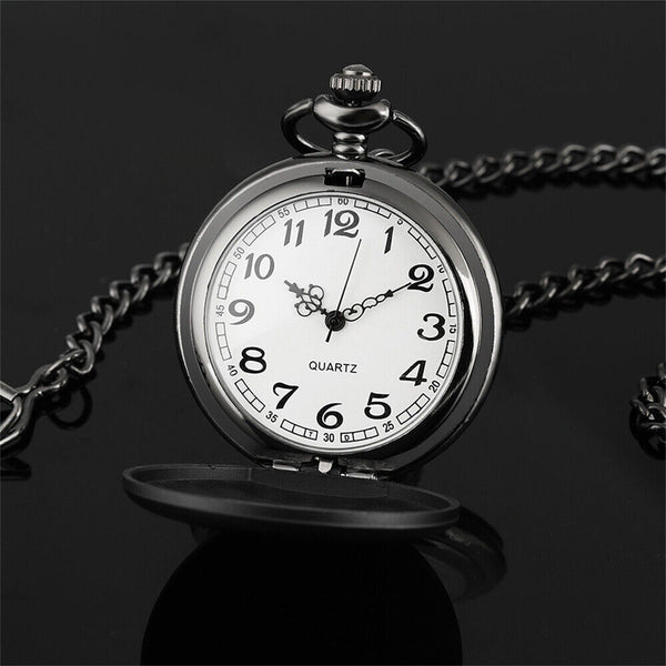 Vintage Steel Quartz Pocket Watch Classic Pocket Watch with Short Chain