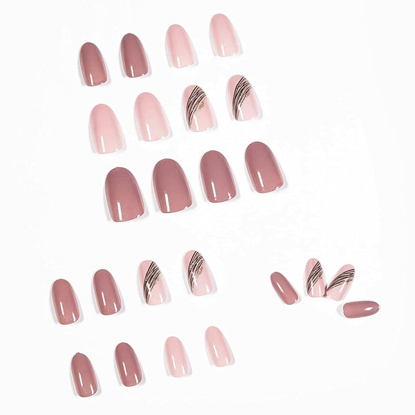 24pcs Fake Nails Reusable Stick On Nails Press on Full Cover False Nail Tips