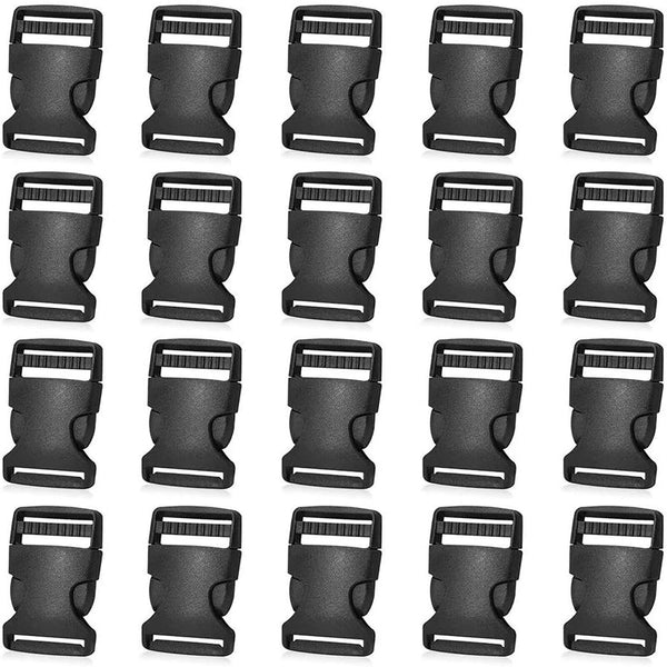20x Black Plastic Side Quick Release Buckle Clip Cord Strap Fastener Webbing Bag