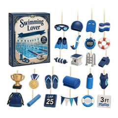 Swimming Advent Calendar 2026 – 24 Acrylic Swim Ornaments, Christmas Gift for Swimmers
