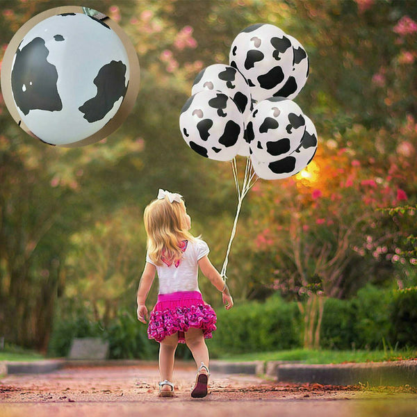 12PCS 30cm Cow Hide Print Latex Balloons Zoo Animal Country Holstein West Decor