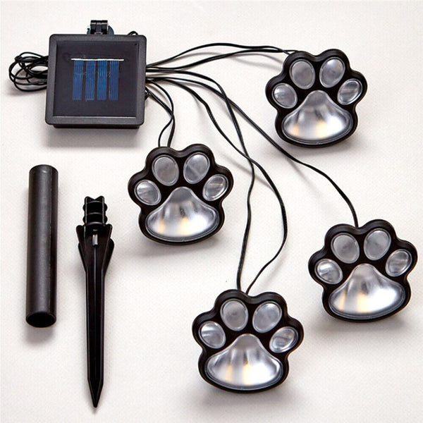 Lawn 4 Paw Print Lights Walkway Dog Path Patio Yard Solar Cute Decor Garden LED